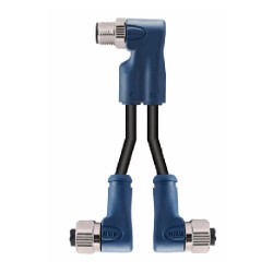 Cordon male/femelle M12Y, 4 pol., codage A IP67, 4A, non-blindé